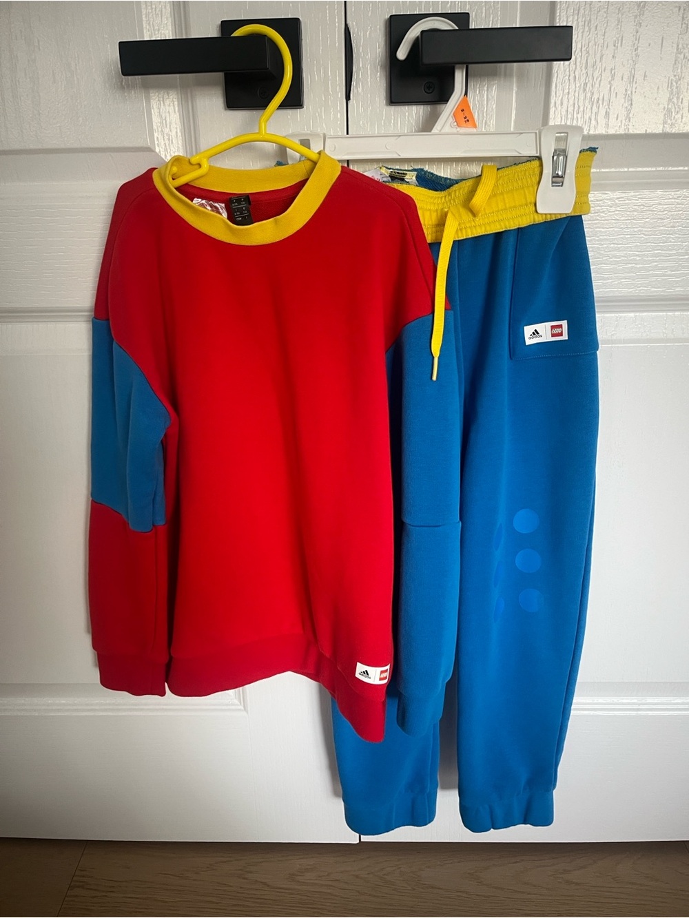 adidas x Lego Kids Colorblock Red & Blue Joggers set with